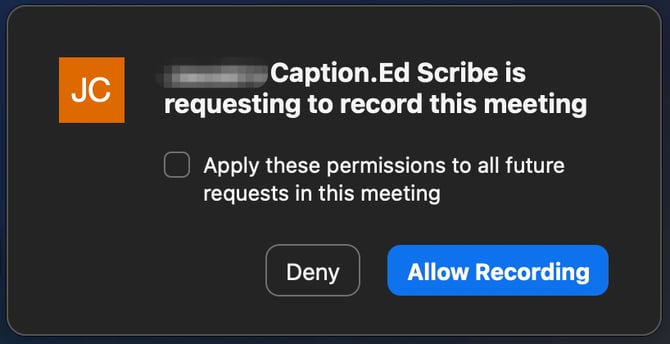Caption.Ed Scribe Permissions for Zoom 2