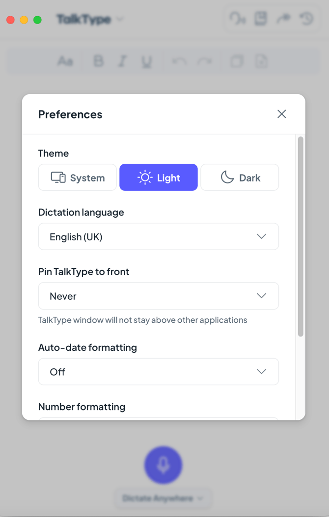 Change Theme on TalkType