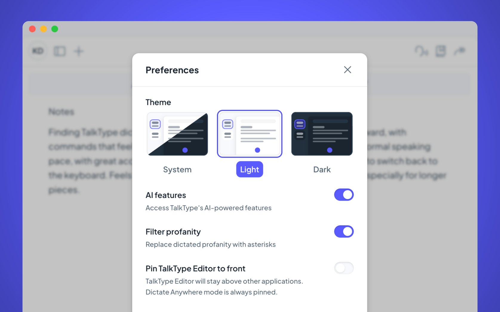 Change Theme on TalkType