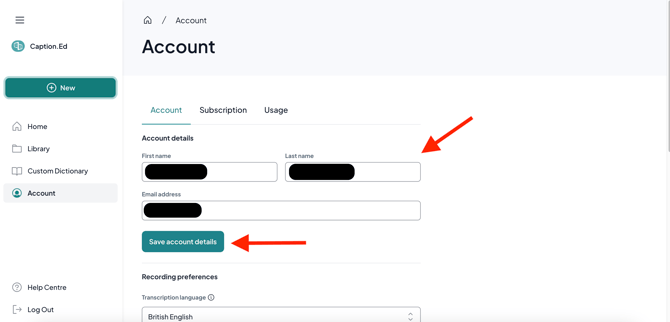 Changing your email address CaptionEd 2