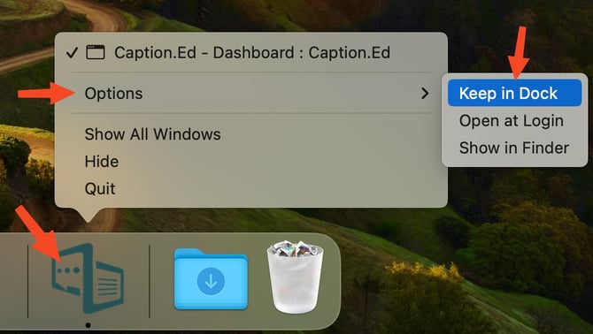 Download Caption.Ed from Google Chrome on macOS 3