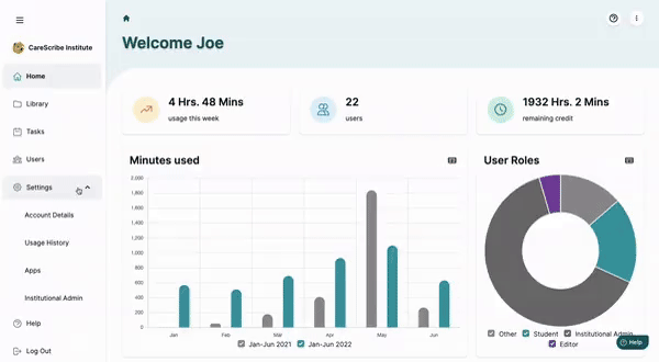 Exporting usage data