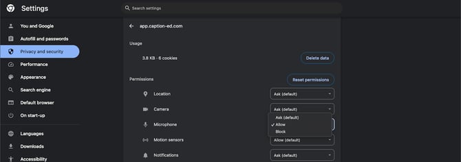 Fixing Google Chrome (Desktop) Microphone Permissions