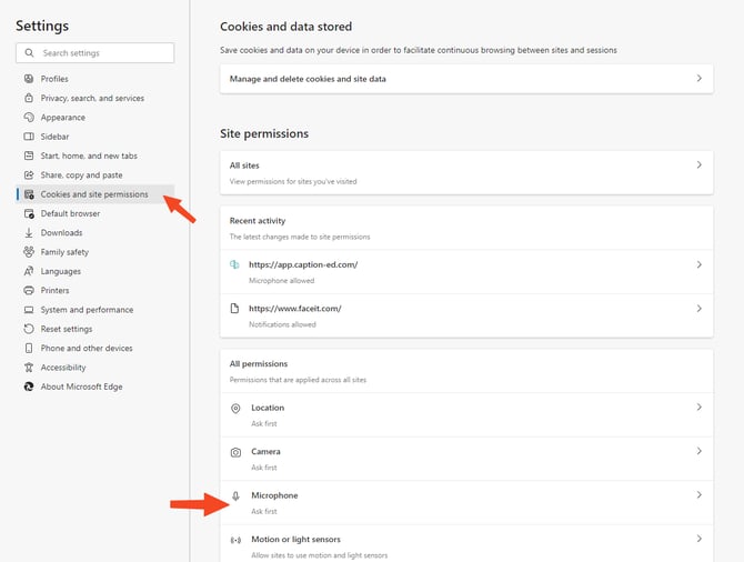Fixing Microsoft Edge (Desktop) Microphone Permissions 2