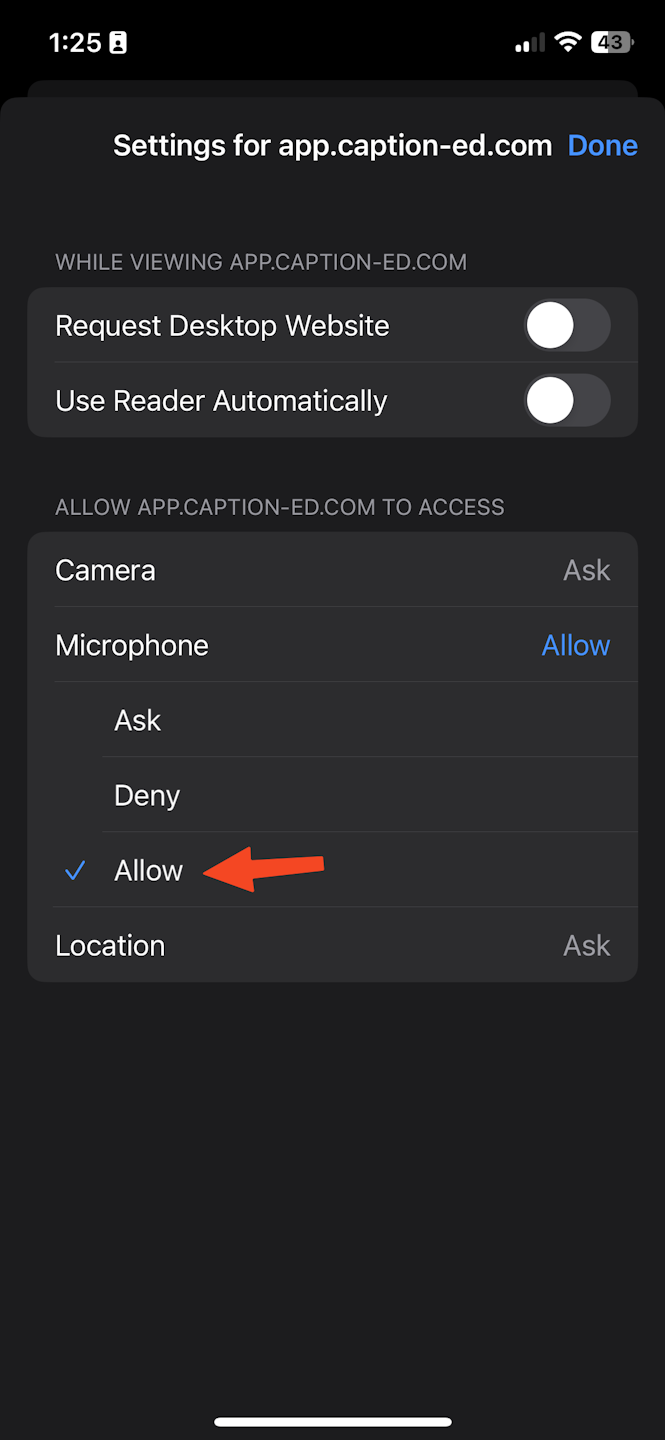 Fixing Safari (Mobile) Microphone Permissions 2