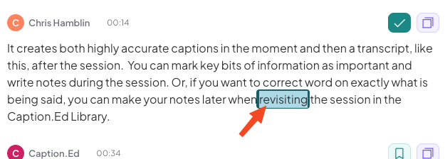 How to change a transcribed word
