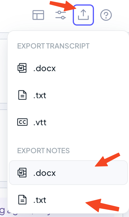 How to export your notes