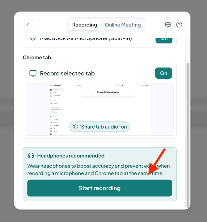 How to record a meeting using the browser and microphone 6