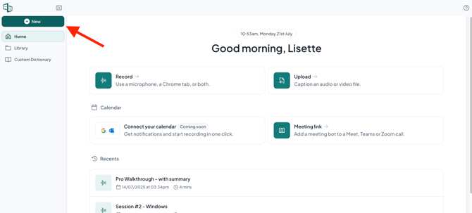 How to record a meeting using the browser and microphone