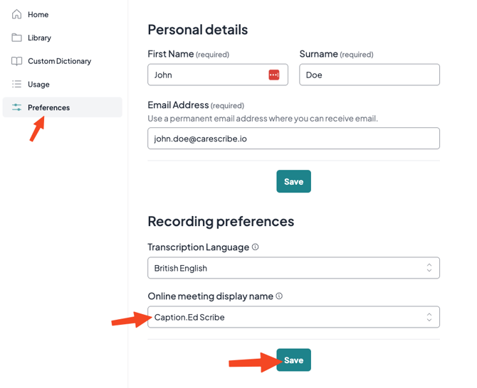 Im worried about my name appearing on my Scribe - what can I do