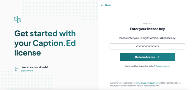 Redeeming a license key