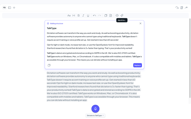 Using AI with TalkType 5