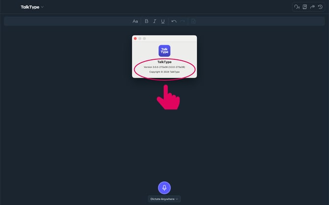 What version of TalkType am I using 2